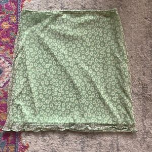 Flowery green mini skirt